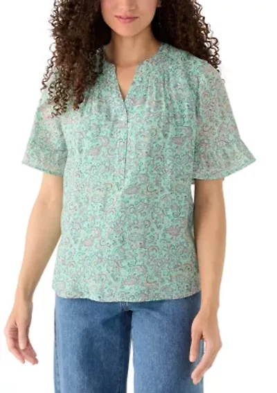 Petite Elbow Sleeve Henley Shirt