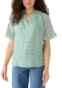 Petite Elbow Sleeve Henley Shirt