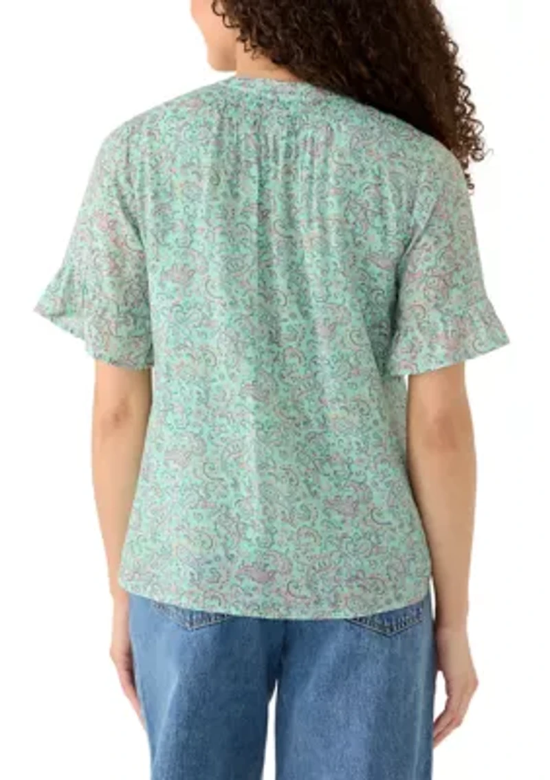 Petite Elbow Sleeve Henley Shirt