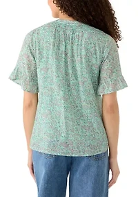 Petite Elbow Sleeve Henley Shirt