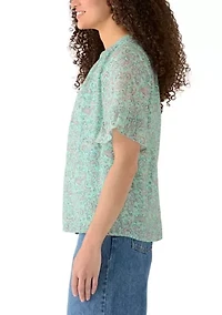 Petite Elbow Sleeve Henley Shirt