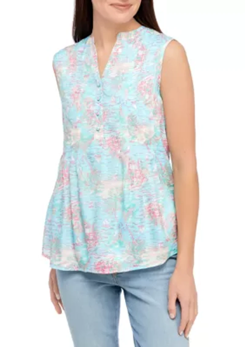 Petite Sleeveless Printed Top