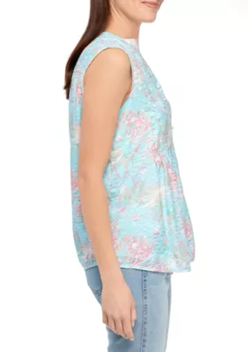 Petite Sleeveless Printed Top
