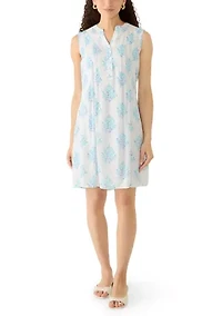 Plus Sleeveless Woven Henley Dress