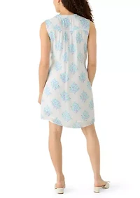 Plus Sleeveless Woven Henley Dress