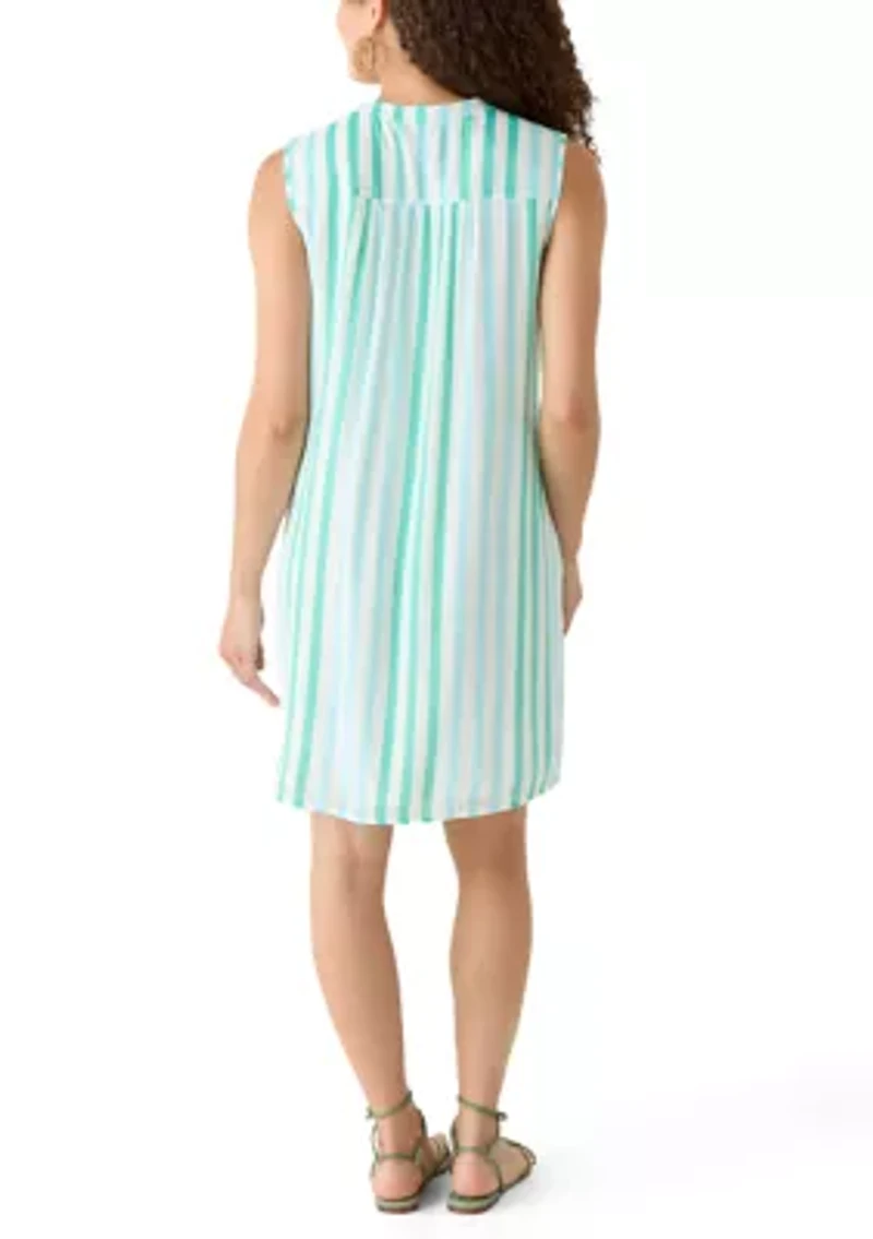 Petite Sleeveless Woven Henley Dress