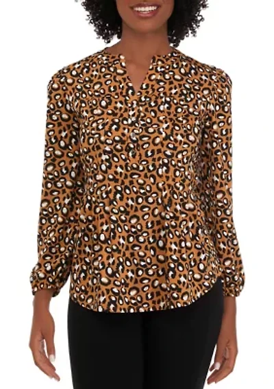 Petite Knit Animal Printed Blouse