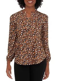 Petite Knit Animal Printed Blouse