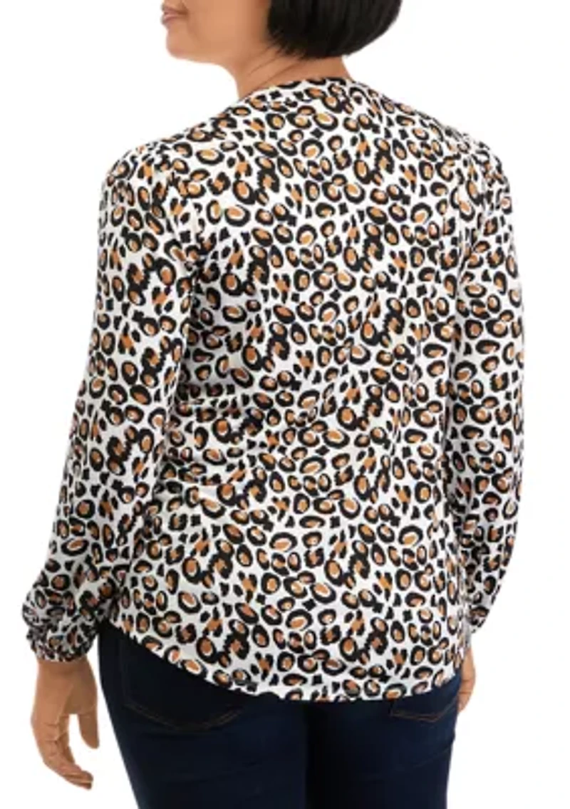Petite Knit Animal Printed Blouse