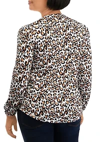 Petite Knit Animal Printed Blouse