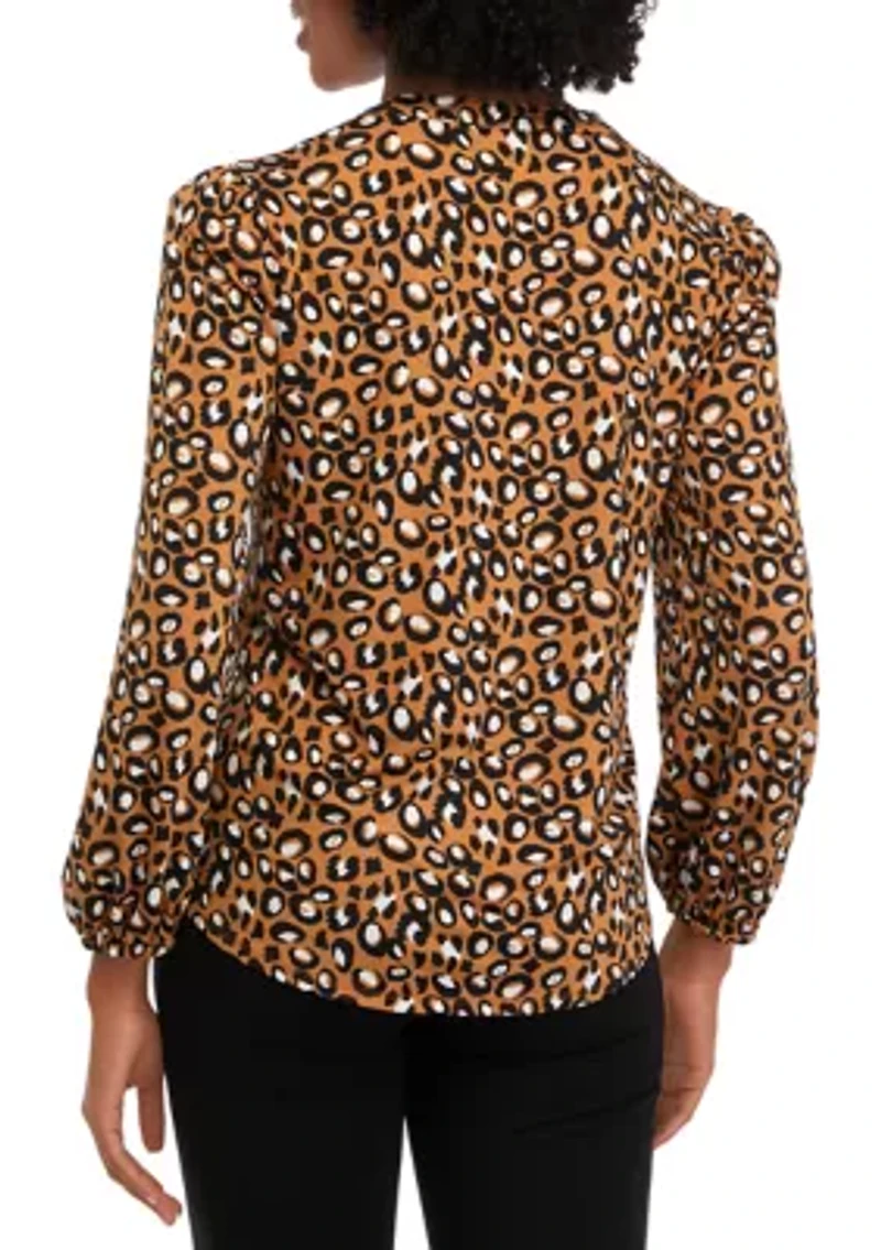 Petite Knit Animal Printed Blouse
