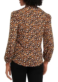 Petite Knit Animal Printed Blouse