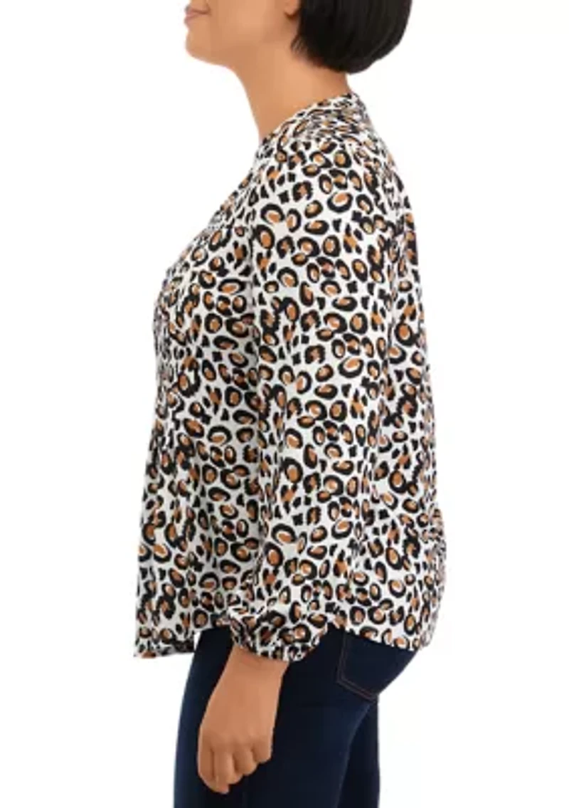 Petite Knit Animal Printed Blouse