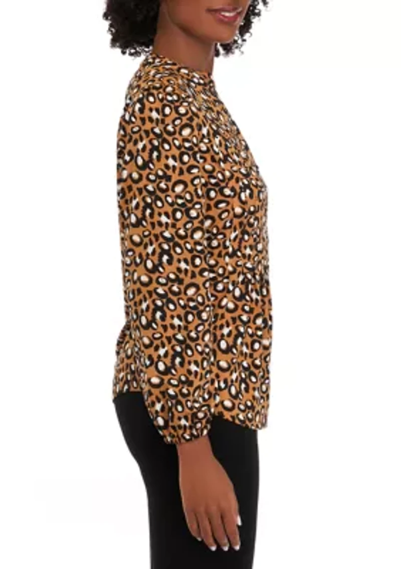 Petite Knit Animal Printed Blouse