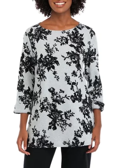 Petite 3/4 Sleeve Printed Swing Top