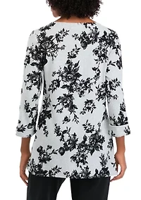 Petite 3/4 Sleeve Printed Swing Top