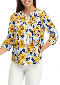 Petite Tassel Printed Henley Shirt