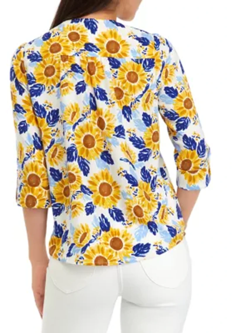 Petite Tassel Printed Henley Shirt
