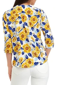 Petite Tassel Printed Henley Shirt