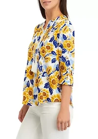 Petite Tassel Printed Henley Shirt