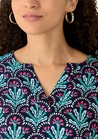 Petite Short Dolman Sleeve Split Neck Dress