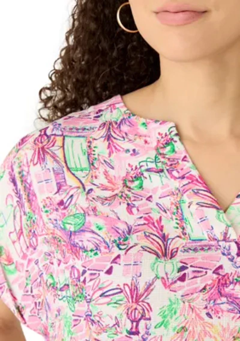 Petite Short Dolman Sleeve Split Neck Dress