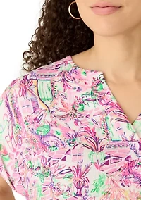 Petite Short Dolman Sleeve Split Neck Dress