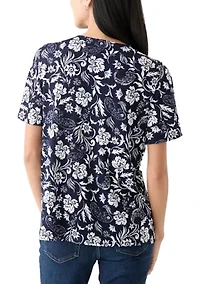 Petite Printed V-Neck Top