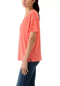 Petite Flutter Sleeve V-Neck T-Shirt