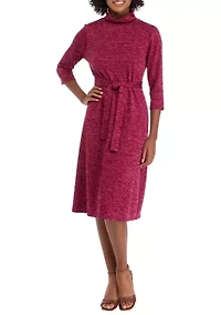 Petite 3/4 Sleeve Mock Neck Fashion Dress
