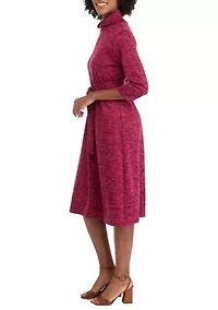 Petite 3/4 Sleeve Mock Neck Fashion Dress
