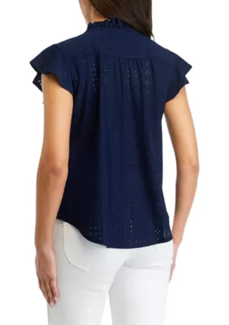 Petite Eyelet Knit Top