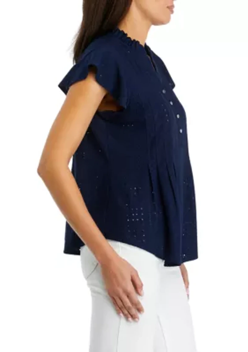 Petite Eyelet Knit Top