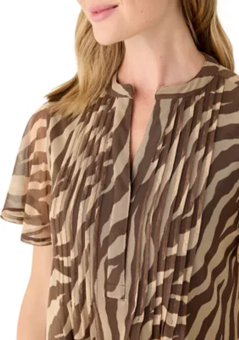 Petite Printed Mesh Top
