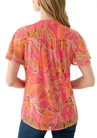 Petite Mesh Printed Top