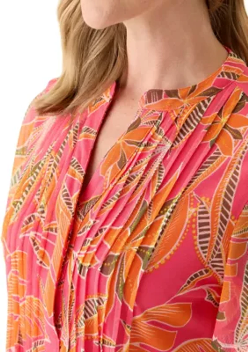 Petite Mesh Printed Top