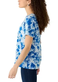Petite Short Sleeve Neck Detail Shirt