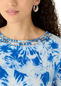 Petite Short Sleeve Neck Detail Shirt
