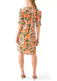 Petite Elbow Sleeve Woven Henley Dress