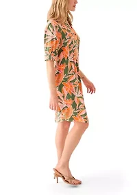 Petite Elbow Sleeve Woven Henley Dress