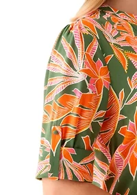 Petite Elbow Sleeve Woven Henley Dress