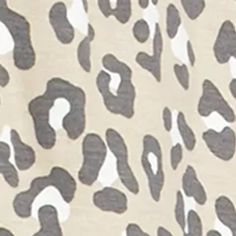 Petite 3/4 Roll Tab Sleeve Honeycomb Leopard Top