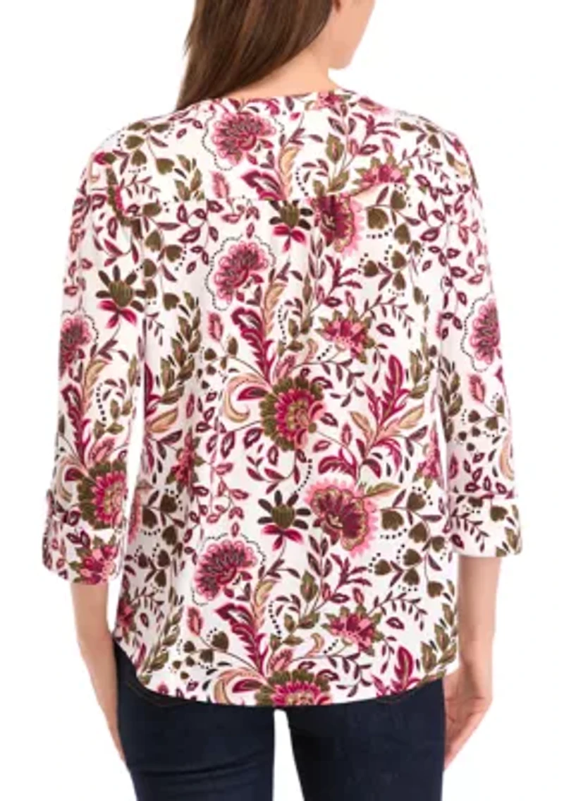 Petite Knit Henley Shirt