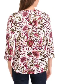 Petite Knit Henley Shirt