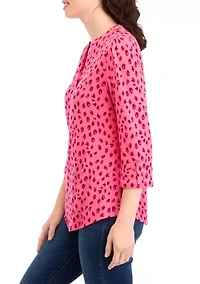 Petite Printed Knit Henley Shirt