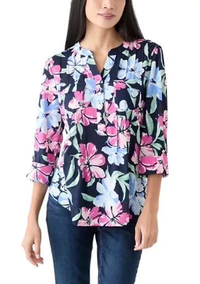 Petite Printed Knit Top