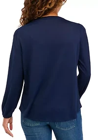 Petite Pleated Front with Yoke  3/4" Popover Sleeve Top