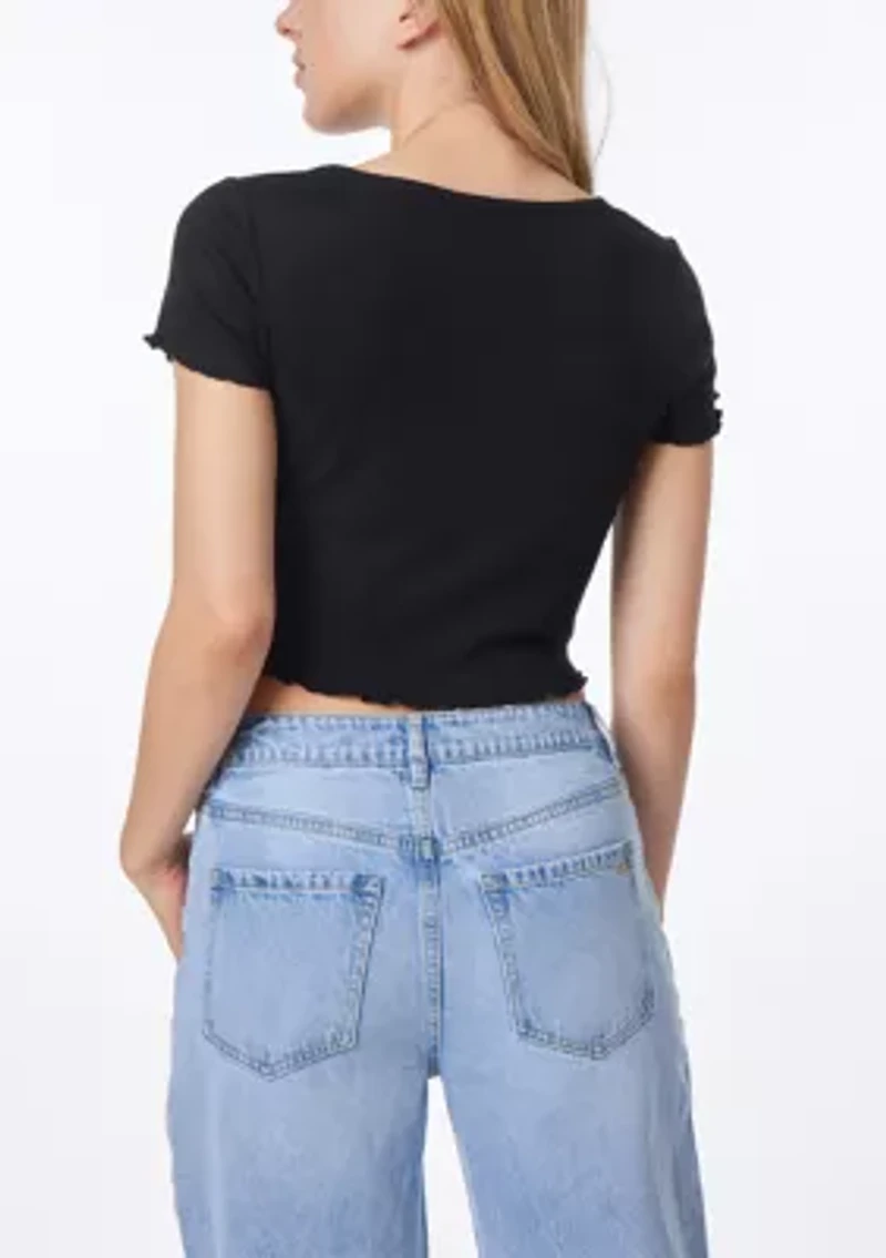 Juniors'  Short Sleeve Simone Henley T-Shirt