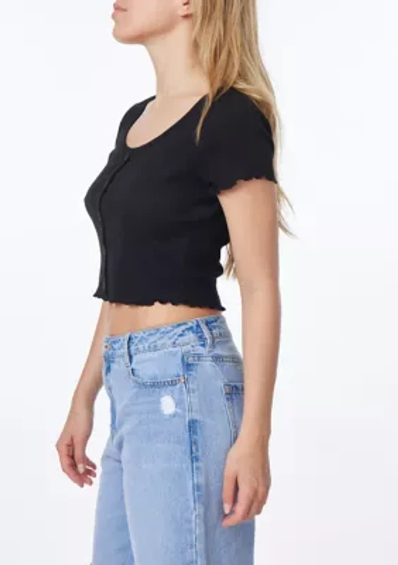 Juniors'  Short Sleeve Simone Henley T-Shirt