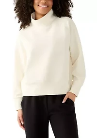 Women's Long Sleeve Waffle Knit Mock Neck Top